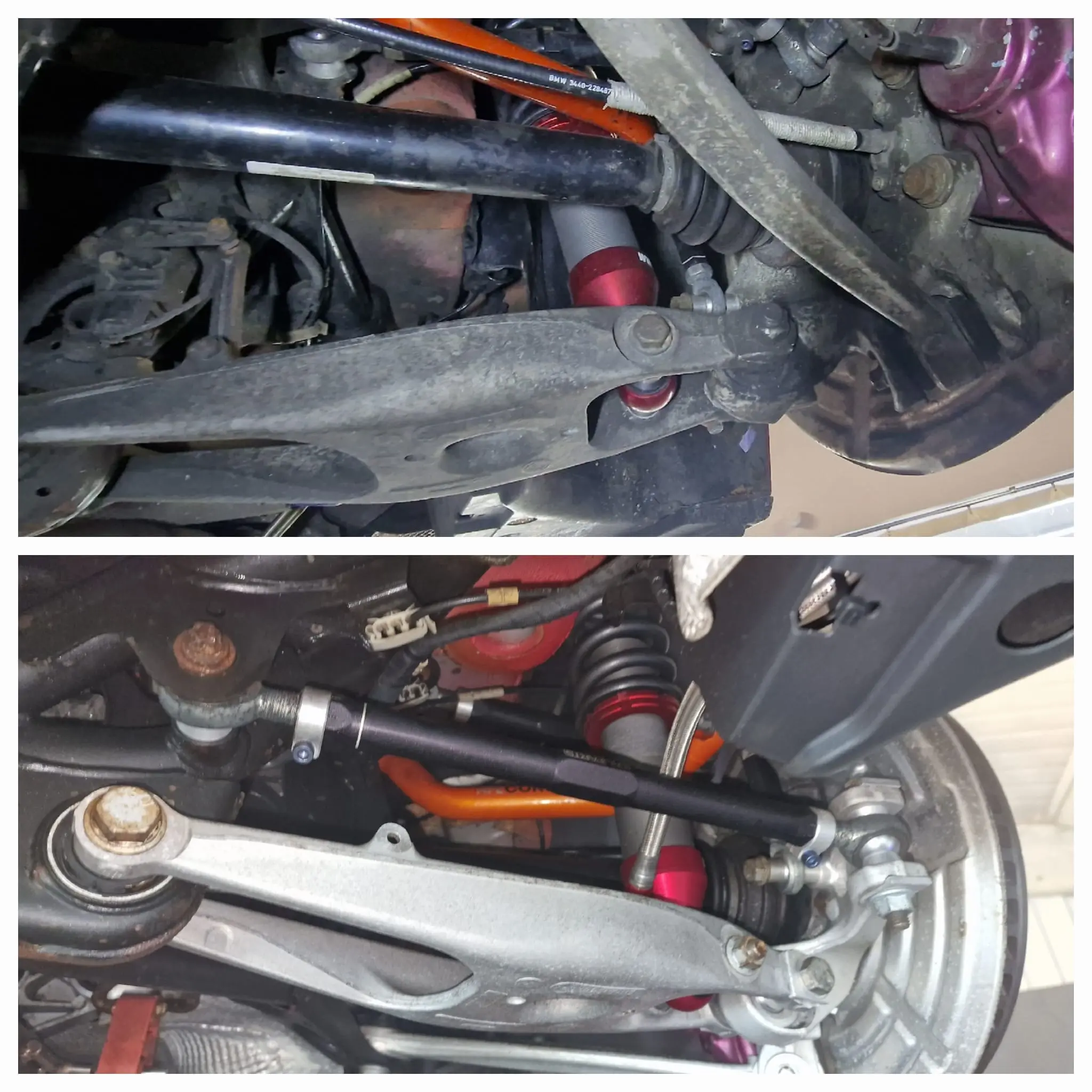 Before vs after shot of car parts after being dry ice blast cleaned